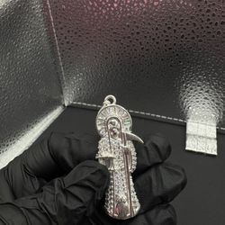 Silver Santa Muerte Pendant 