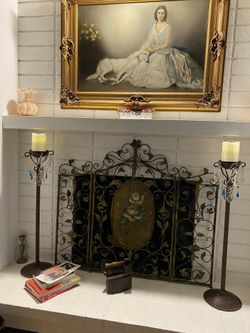 Tall Metal And Crystal Candle Holder 