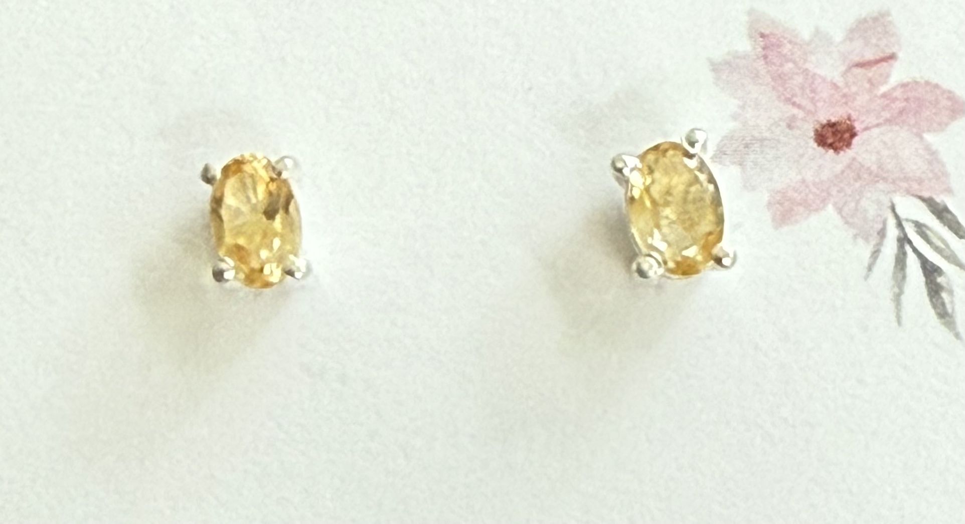 Sterling Silver Citrine Stud Earrings New
