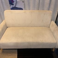 Cream Beige Corduroy Sofa Loveseat