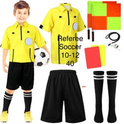 Referee Soccer Uniform Costume Kids 10-12 / Traje de Arbitro Futbol Niños
