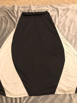 Ladies New Directions Size S Small Black Gray Maxi Skirt Elastic Roll Top Waist
