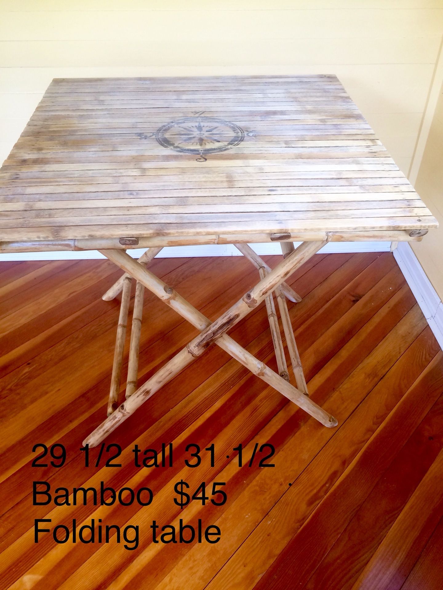 Bamboo drop down table size of a card table