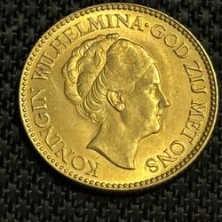 1925 Netherlands 10 Golden .1947 Ounces Of Fine Gold