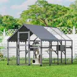 9' Cat Catio Extra Large Catio Outdoor Cat Enclosure w/ 7 Platforms 