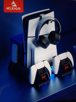 Nexigo PS5/PS5 Slim Stand Silent Cooling Dual Controllers Charger For Play Station 5 Console