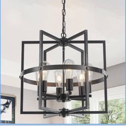 Brand New 6-Light Modern Farmhouse Chandelier 19” Drum Hanging Pendant Light