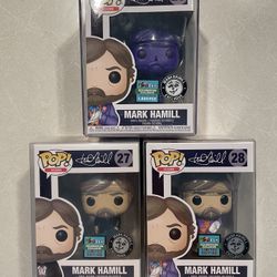 Mark Hamill Funko Pop Set *MINT* DesignerCon Convention Exclusive LE1000 Icons 27 with Protector 28 Joker Luke Skywalker Dcon Purple