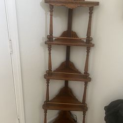 corner wooden display shelf