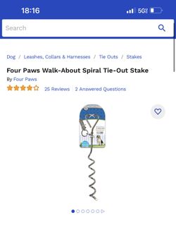 2x Four Paws Walk-about 19" Spiral Stake For Dogs