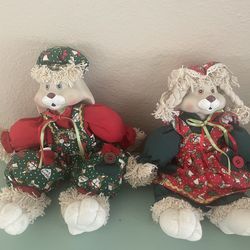 House of Lloyd Hip and Hop Christmas Bunny Dolls Vintage Set of 2