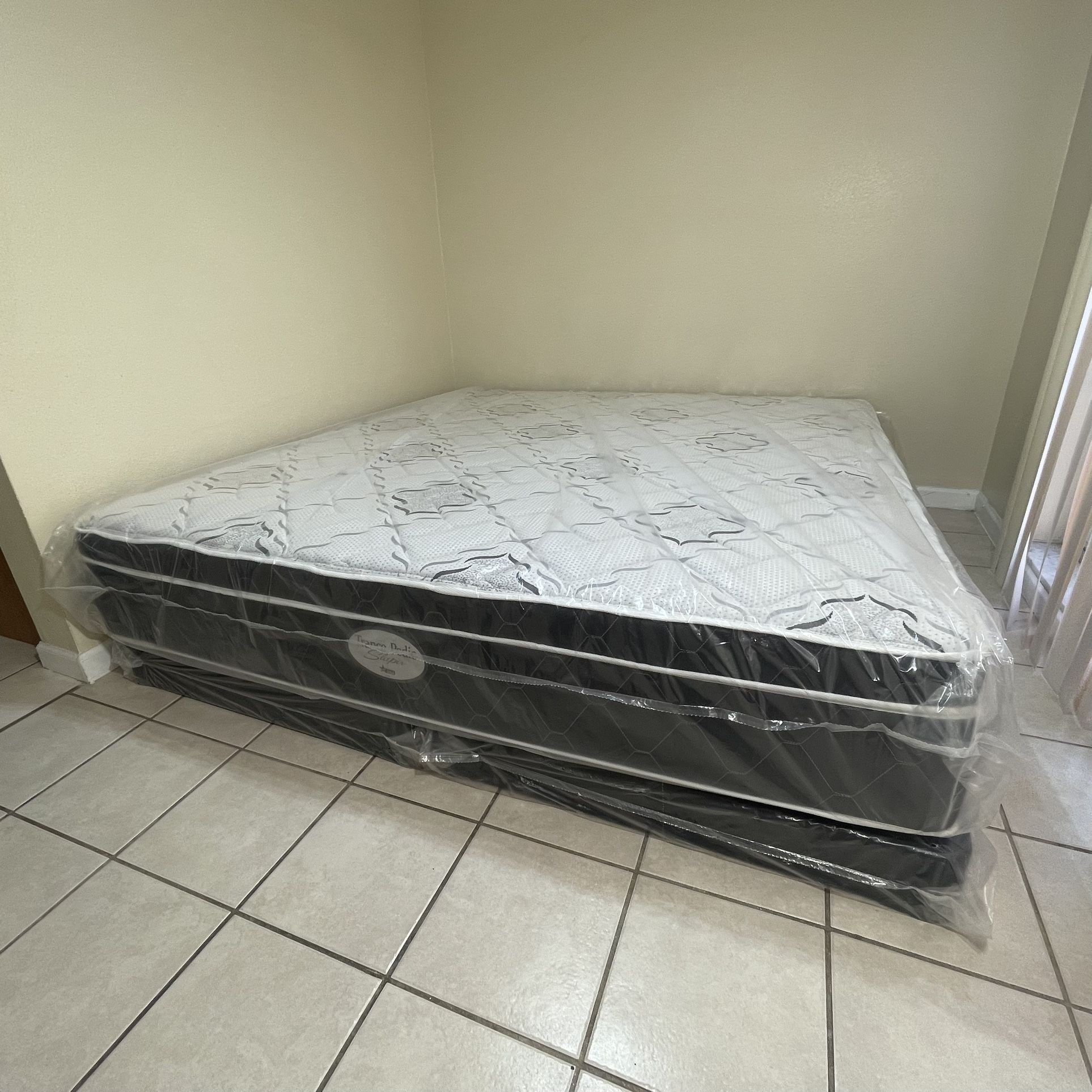 New King 12 Inch Pillowtop Mattress And boxspring Set! FREE SAME DAY