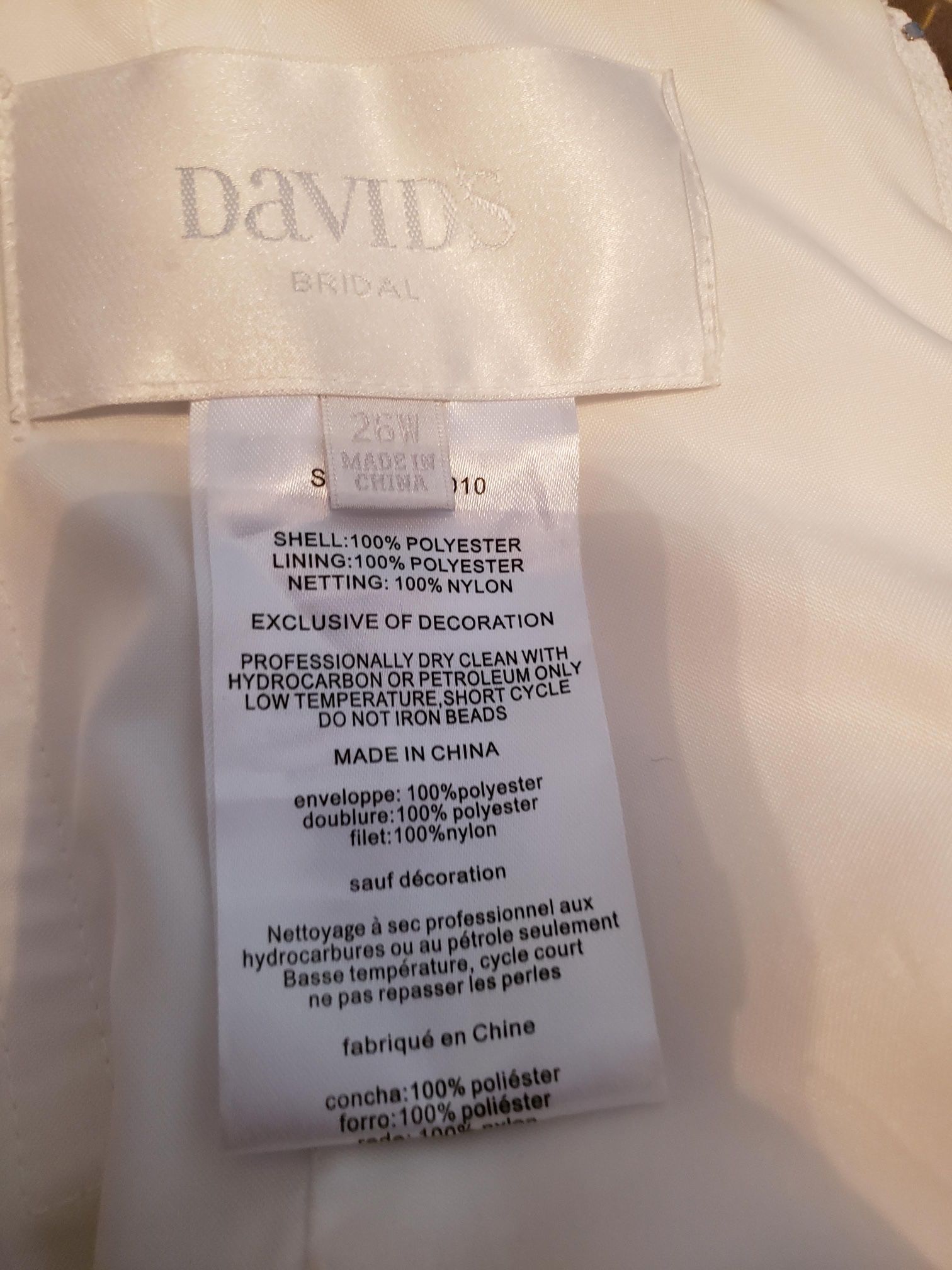 Size 26 Wedding Dress- David’s Bridal