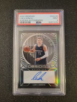 Pop 4 PSA 9 #/99 Auto Luka Doncic 2020-21 Panini Obsidian Aurora Autograph 💜💛
