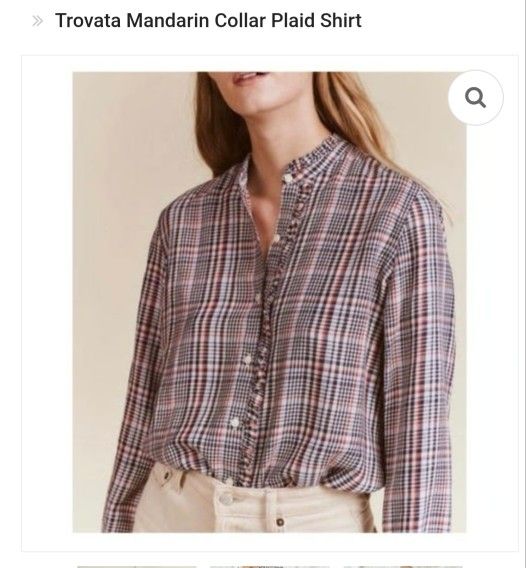 Trovata Mandarin Collar Plaid Shirt