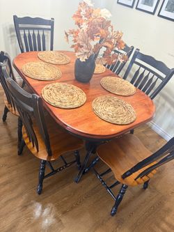 Wood Dining Table with 6 Chairs
