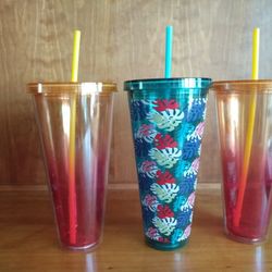 Brand New Large Double Wall Tumblers with Straw

