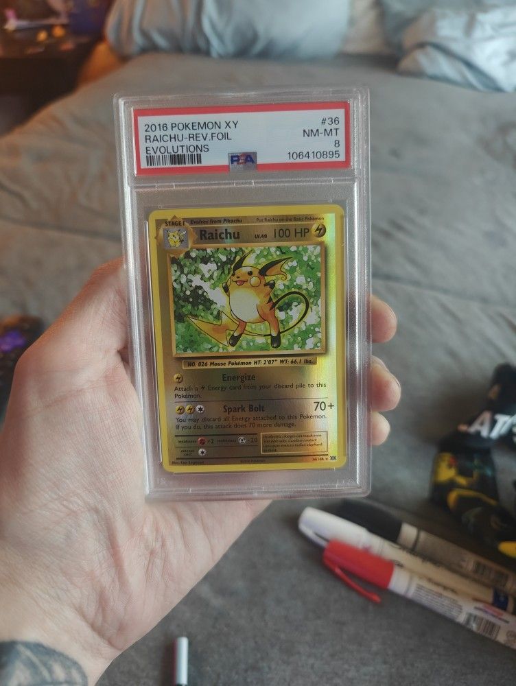 PSA 8 Raichu X Y Evolutions Pokemon Slab
