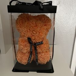 Valentines Orange Flower Rose Bear Gift