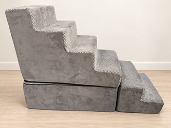 LitaiL 30” Tall 6-Tier Foam Dog Stairs – Gray