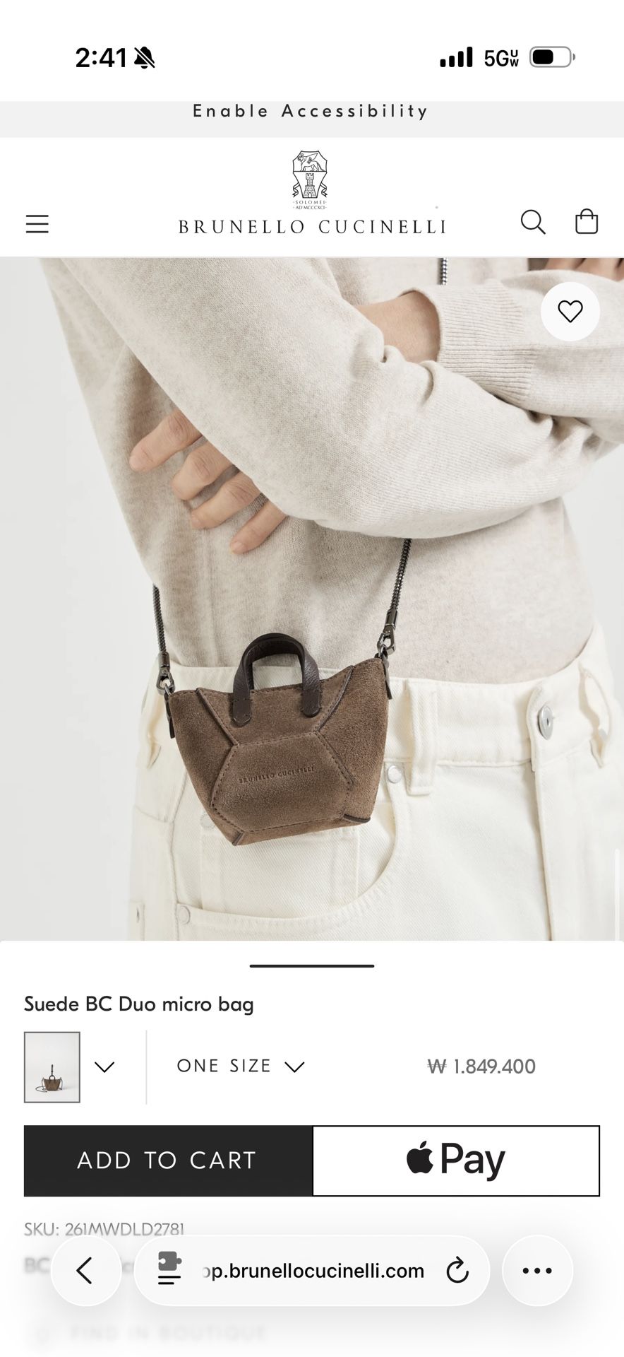 Brunello Cucinelli Mini Tote Brown Suede Leather