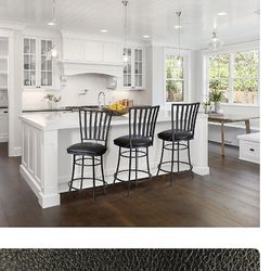 Steve Silver Gunmetal And Leather Swivel Barstools