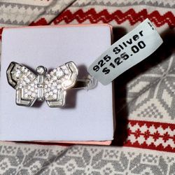 GORGEOUS Brand New Sterling 2 TCW Natural White Sapphire Butterfly Ring! Retails at $125! $100 OBO Sz 9