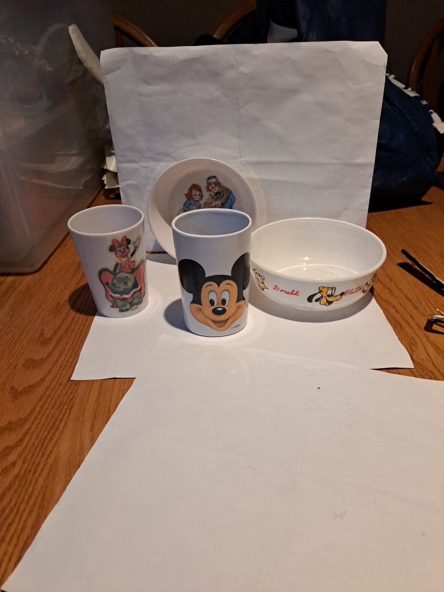 Disney And Raggedy Ann And Andy Vintage 4 Items 3 disney  1 Raggedy And Ann