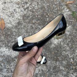 Christian Louboutin ZERLISIXTY Bow Patent Leather 35 1/2 Transparent Heel Pumps
