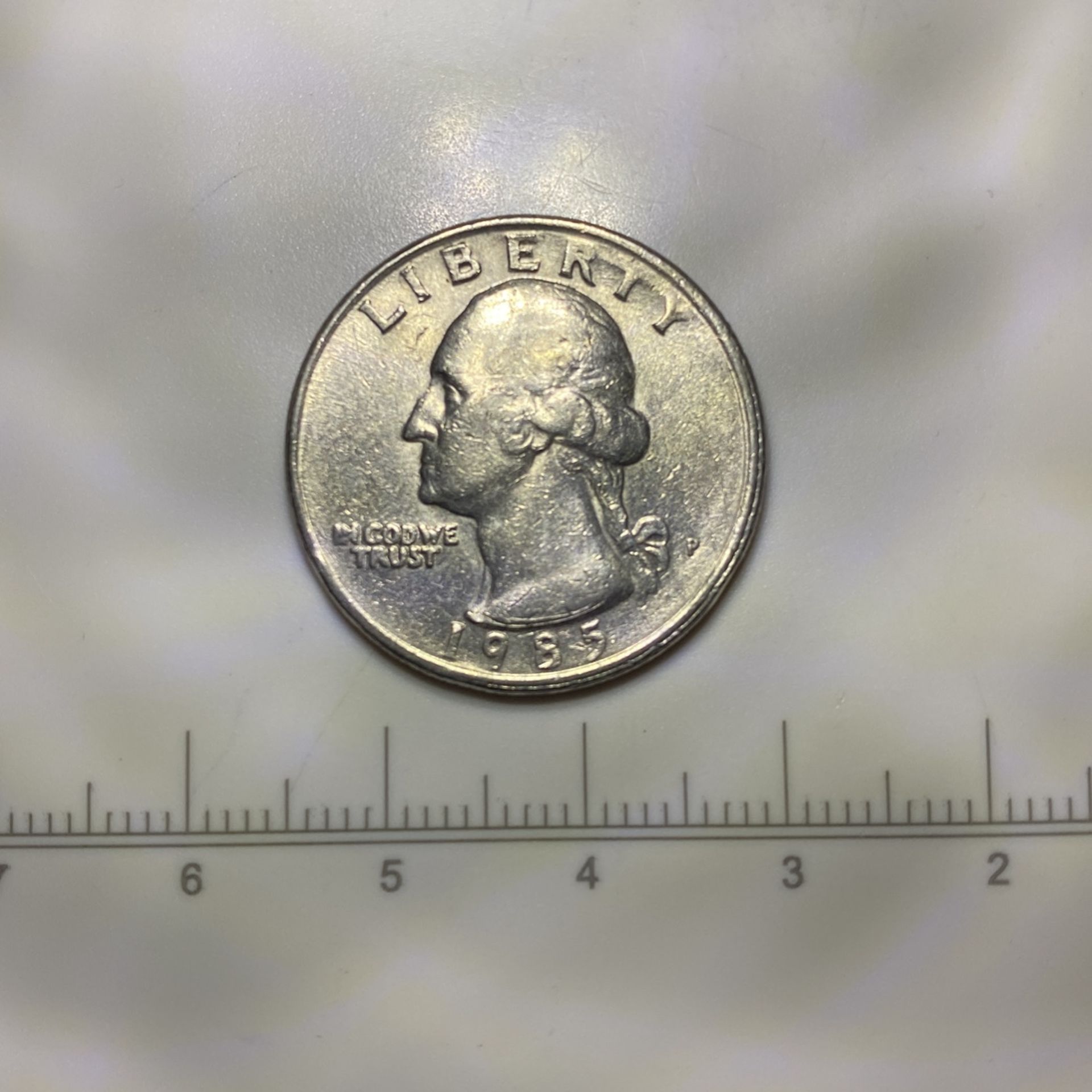 1985-P Washington quarter Obv Hub Doubling/Crack
