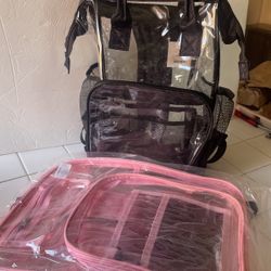 Heavy Duty Clear Transparent Backpack & Handbag  Pink An Black Each $12