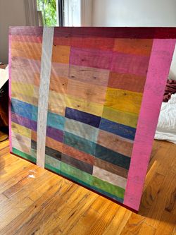 Large Colorful Abstract Wood Panel Art