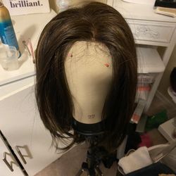 Wig- Beautiful Medium Brown With Golden Highlights-Lace Front- BRAND NEW!