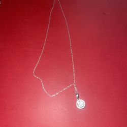 14k White Gold Natural Diamond Pendant 
