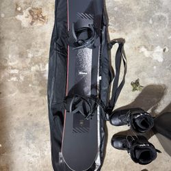 Sime “The Day” “M” Pop Camber 148cm Snowboard With Bindings, Boots, And Bag