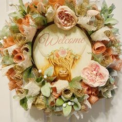 Welcome Highland Cow Deluxe Wreath
