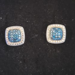 Colored and Clear Diamond Pierced Earrings