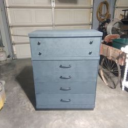 Wood dresser painted marble blue