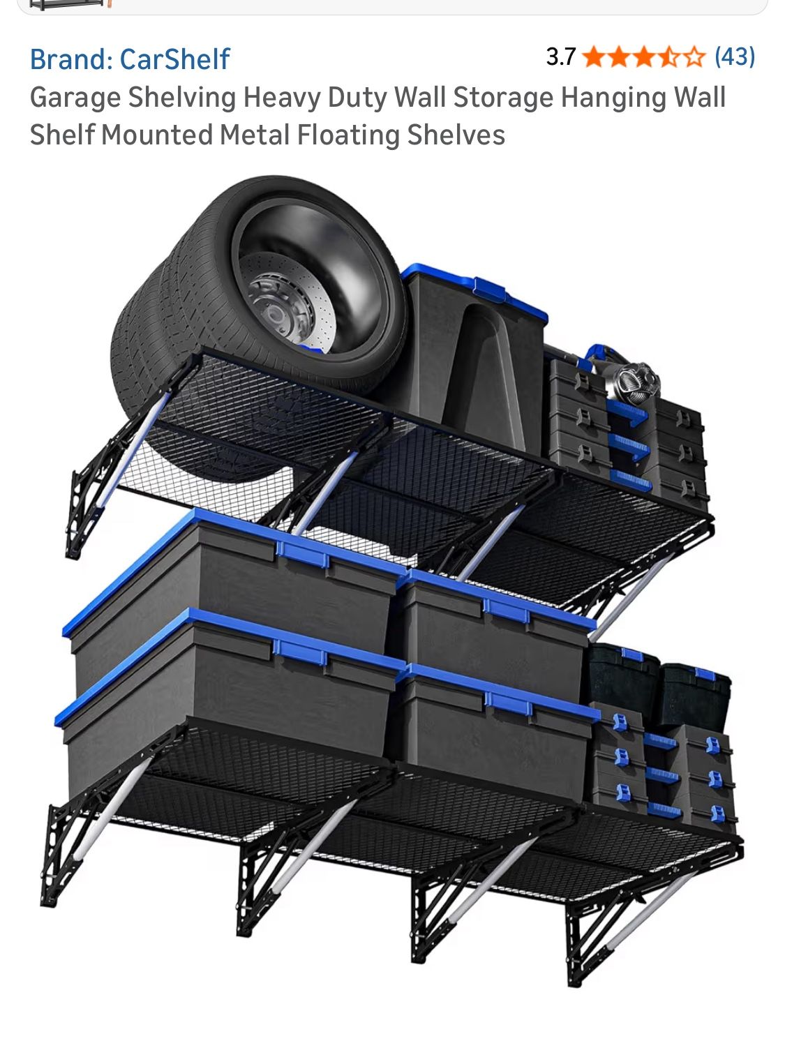 Carshelf New 2 heavy duty garage hanging wall shelves