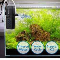 6W Submersible Aquarium Internal Filter Adjustable Fish Tank Filter with 132 GPH Water Pump for 1-10 Gallon Fish Tanks