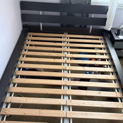 IKEA Queen Bed Frame with Headboard – Solid Wood Slats Included