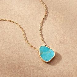 Gold Edged Turquoise Necklace