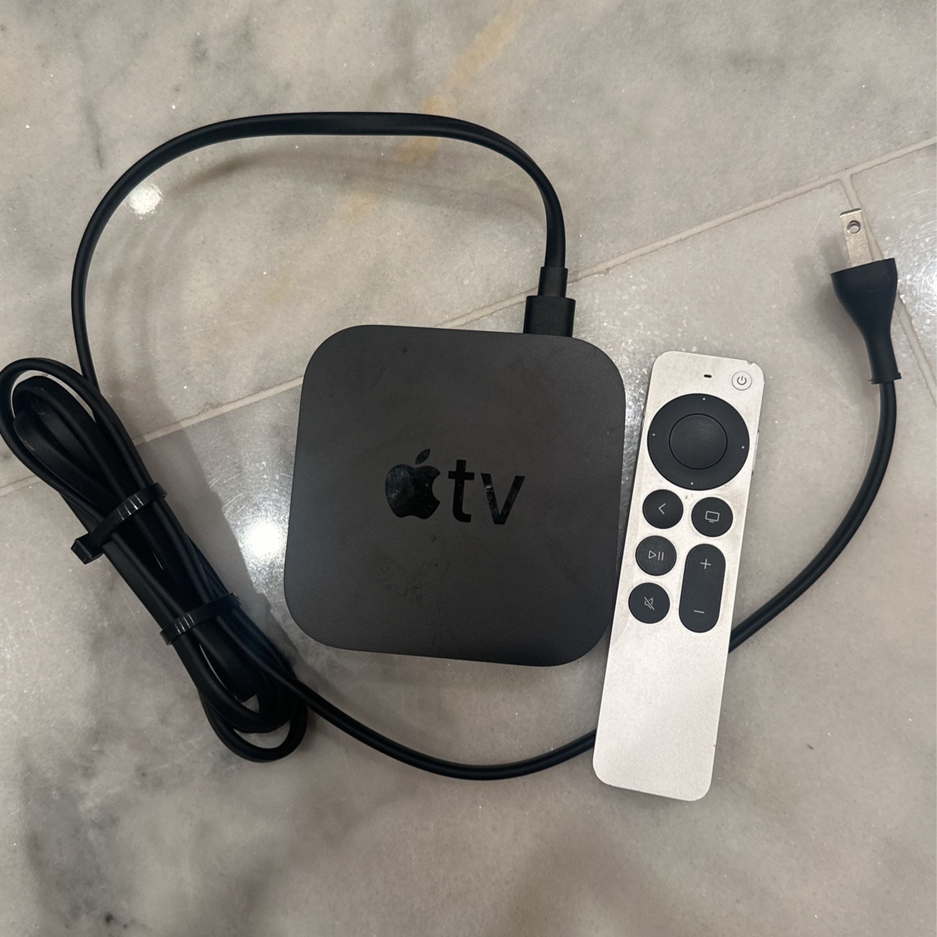 Like new black Apple TV 4K (2nd generation) with remote and power cord