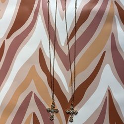 Baroque Lolita Style Faux Pearls/ Rhinestone Cross 