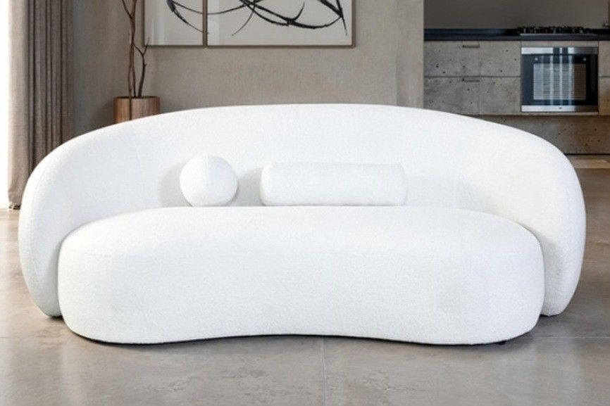 Brand New White Super Plush Chenille Sofa (Pillows Included)