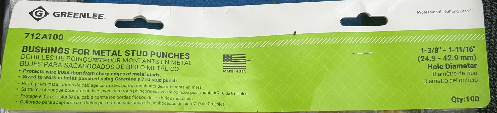 Greenlee 712A100 Bushings for Metal Stud Punch