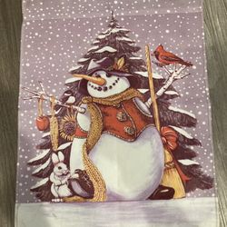 Snowman & Cardinal Garden Flag 