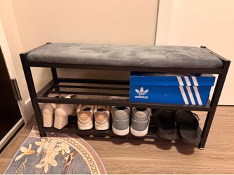 Shoe storage bench with padded seat