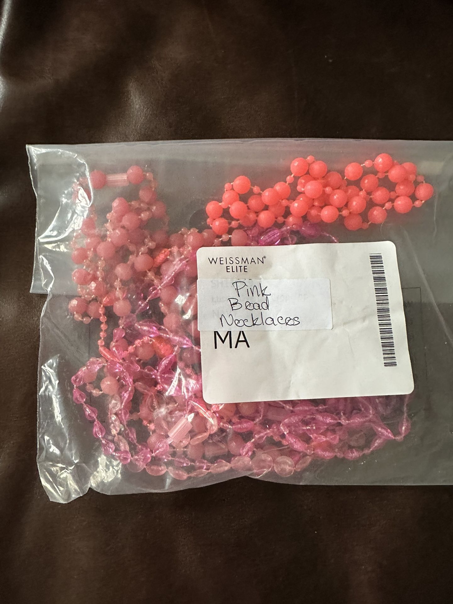 Vintage Mardi Gras Pink Bead Necklaces