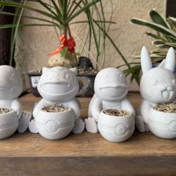 Kanto Starter Pokemon Planter Set- 3D Printed Marble Pla Bulbasaur Charmander